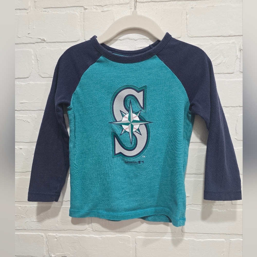 Genuine Merchandise Blue Long Sleeve Seattle Mariners Baseball Tee 2T